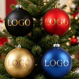 Boules <span class=keywords><strong>de</strong></span> Noël en plastique <span class=keywords><strong>rouge</strong></span> vintage <span class=keywords><strong>de</strong></span> luxe avec logo personnalisé, incassables, à suspendre, décorations pour l'<span class=keywords><strong>arbre</strong></span> <span class=keywords><strong>de</strong></span> Noël - Product Image 2