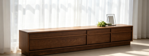 Minimalist <b>Walnut</b> Wood TV Stand with 3 <b>Drawers</b>, Low Profile Media Console for Living Room - Product Image 5