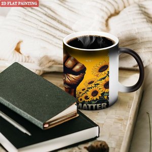 <b>Ceramic</b> Coffee Mug 11oz Heat Activated Color Changing <b>Cup</b> Black Frosted Design - Product Image 3