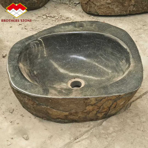Lavabo en basalte de style rétro, lavabos de salle de bain en pierre naturelle, bassins paysagers extérieurs pour villa et hôtel - Product Image 3