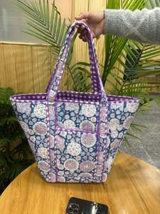 Bolso Tote 100% Algodón Acolchado con Estampado Artesanal Indio para Mujer, Bolso Tote de Gran Capacidad con Combinación de Colores Más Vendido - Product Image 3