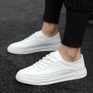 Zapatillas Deportivas Casuales de Plataforma para Hombre, Unisex, de Cuero, Estilo Barefoot, Blancas, a la Moda, para Estudiantes, Sencillas - Product Image 4