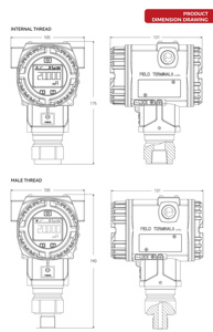Transmissor cerâmico da pressão molhada | ± 0.075% Precisão HART + 4-20mA | IP68 para reatores Pharma - Product Image 6