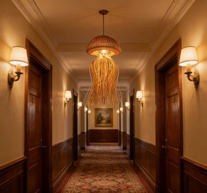 Lámpara de Techo LED de Ratán Natural Tejida a Mano, <span class=keywords><strong>Luz</strong></span> Blanca Cálida Regulable, Pantalla Creativa con Forma de Medusa para Iluminación de Villas y Hoteles de Lujo - Product Image 3