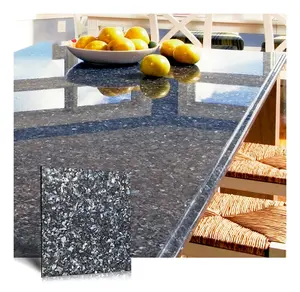 Cut to Size Natural Bahama Imported Dark Black Luna Blue Pearl Granite Slabs Price Encimeras de granito Kitchen Countertop