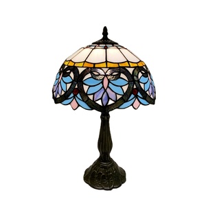 巴洛克彩色玻璃蒂芙尼台灯手工拼布艺术玻璃灯罩