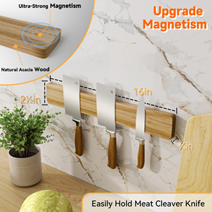 Portacuchillos de Cocina, Soporte de Almacenamiento de Cuchillos de Madera Maciza, Soporte Magnético para Cuchillos Montado en la Pared - Product Image 2