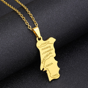 Collares con Forma <span class=keywords><strong>de</strong></span> Mapa <span class=keywords><strong>de</strong></span> <span class=keywords><strong>Portugal</strong></span>, <span class=keywords><strong>de</strong></span> Moda y Gran Venta, con Colgante <span class=keywords><strong>de</strong></span> la Bandera Portuguesa en Acero Inoxidable con Acabado Colorido, para Parejas - Product Image 3