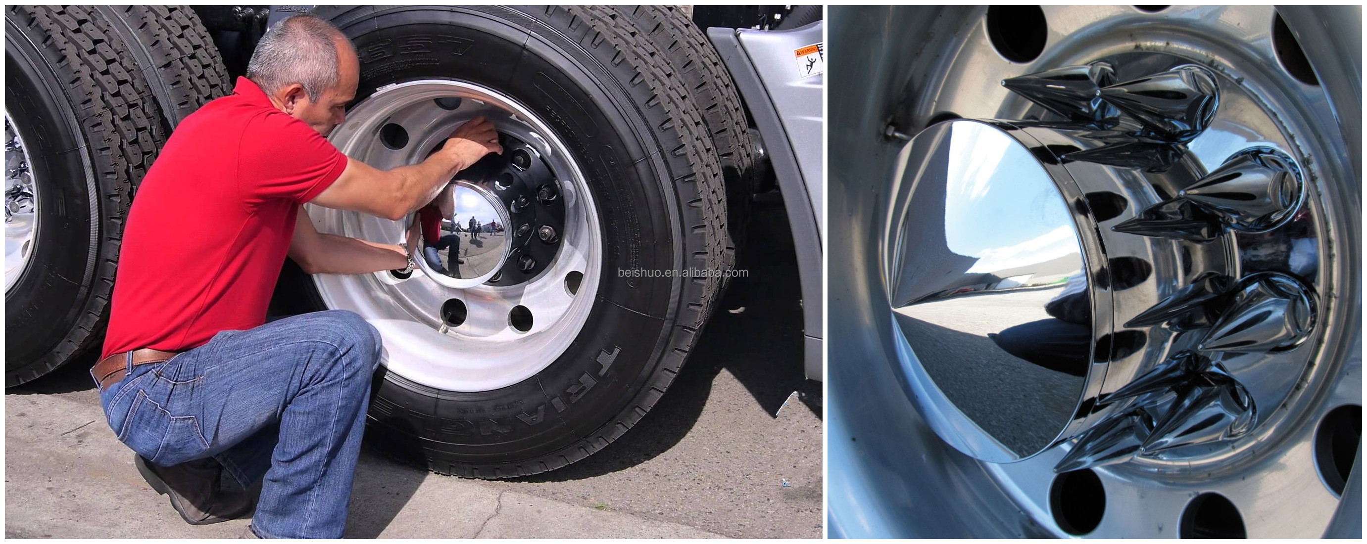 Chrome Plastic Semi Truck Rear Wheel Axle Hub Covers With 33mm