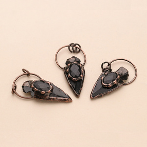 Tự Nhiên Màu Đen Agate Đá Mũi Tên Hình Dạng Mặt Dây Chuyền, Màu Đen Agate Cho Nam Giới Và Phụ Nữ Đồ Trang Sức Tìm Kiếm - Product Image 6