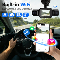 Mini caméra de tableau de bord WIFI 4 canaux 1080P 360° avec 8 lumières infrarouges, vision nocturne, 150 degrés avec objectif arrière, DVR de voiture, surveillance de stationnement 24h/24