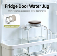 Carafe carrée en verre résistante à la chaleur pour eau froide, avec bec verseur anti-fuite et couvercle en acier inoxydable, idéale pour jus et thé glacé, compatible réfrigérateur