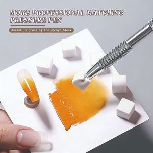 Outil de nail art : Pince à éponge à quatre griffes, bloc de gel effet tofu blanc et coloré, avec coton de tapotage et petit modèle d'éponge - Product Image 3