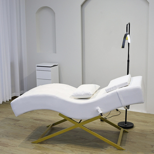 Modern Pink White Spa Massage Treatment Table New Aesthetic Tattoo Bed for Beauty Spa Hotel Use Designed Curved Facial Lashes - Product Image 2