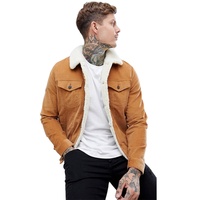 Blouson aviateur d'extérieur KY pour homme en velours côtelé imperméable d'hiver avec doublure KY Borg patte de boutonnage fonctionnelle et poches
