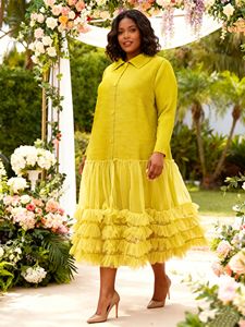 <span class=keywords><strong>Abito</strong></span> Plissettato Miyaki Elegante e alla Moda con Maniche Lunghe, Taglie Forti, Tinta Unita, per <span class=keywords><strong>Donna</strong></span>, Casual e da Festa - Product Image 5