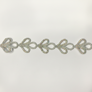 Bordure festonnée perlée de luxe, ornée de zari argenté et de fausses perles, brodée à la main, style traditionnel, sexy et vintage - Product Image 1