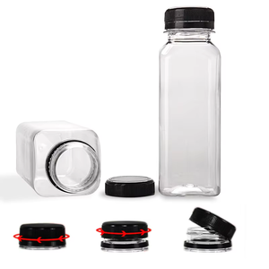 250ml 350ml 400ml 500ml Customized Labeling PET Juice <strong>Bottle</strong> Square Transparent PET Drinks Plastic Juice <strong>Bottle</strong> With Cap - Product Image 5