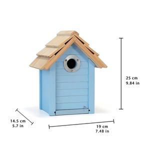 Hangende Eco-Vriendelijke Houten Vogelhuisje Voor Buitengebruik In De Zomer Alle Seizoenen Vogelnest Met Blauwe Bladeren - Product Image 4