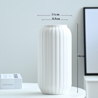 Vas Keramik Modern Bergaris Grosir dengan Set Bunga Tulip Magnolia Artificial untuk Dekorasi Meja Rumah Kantor Pernikahan