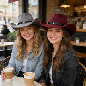 卸売 ユニセックス ウェスタン ペンタグラム ジャズ カウボーイハット 100% ポリエステル 四季対応 アウトドア スキー 旅行 - Product Image 4