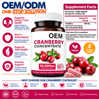 Capsules végétaliennes de concentré de canneberge OEM 500mg, 60 unités, pour adultes, femmes enceintes, soutien immunitaire et dentaire, complément alimentaire
