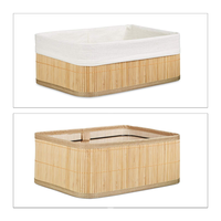 Panier à linge pliable en tissu de cadre en bambou de conception moderne Paniers de rangement rectangulaires écologiques pour boîte à lunch Vente en gros
