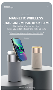 Haut-parleur sans fil <span class=keywords><strong>4</strong></span> en 1, lumière LED, 15W, chargeur magnétique sans fil, s'applique au chargement des écouteurs <span class=keywords><strong>iPhone</strong></span> 14, tendance 2023 - Product Image 4