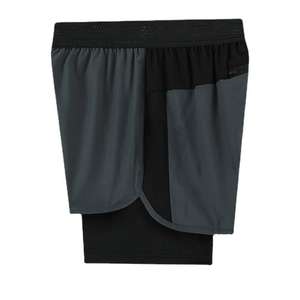 Pantalon trois-quarts de course à pied de basket-ball d'été pour hommes taille haute à séchage rapide Double couche extensible respirant imperméable - Product Image 2
