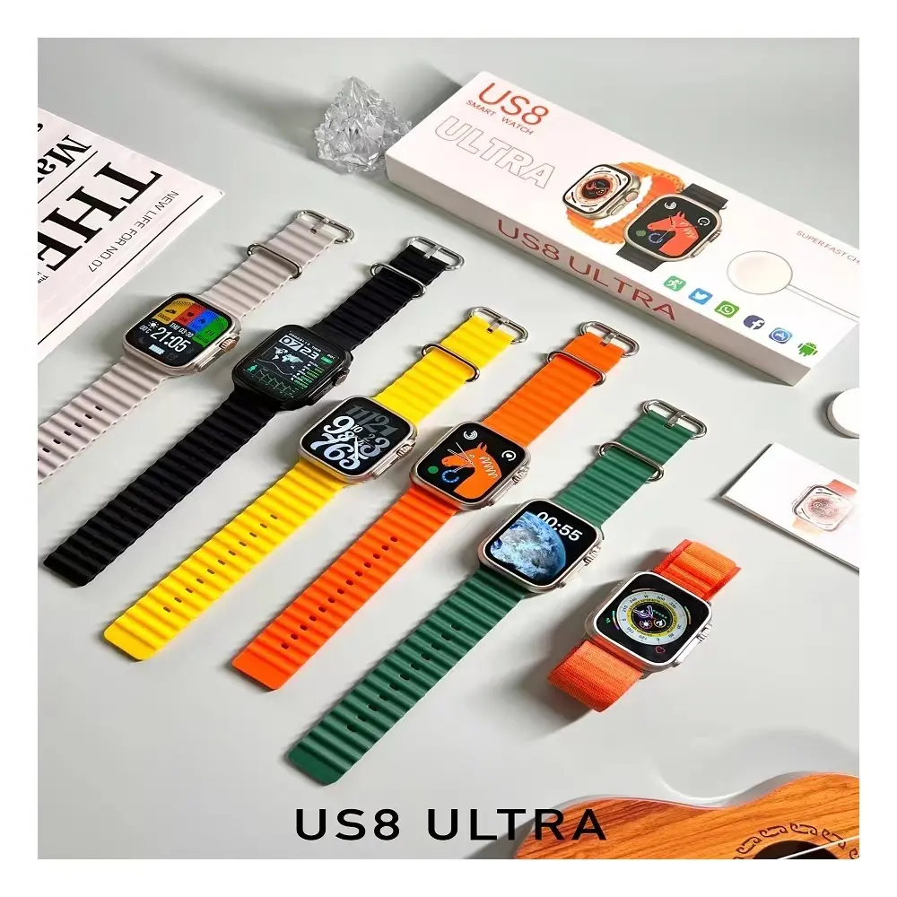 2023นาฬิกา8U8ชุดสมาร์ทวอทช์ HD รุ่นพรีเมี่ยม1:1โคลนที่ดีที่สุดพร้อมโลโก้และกล่องของแท้ U8U9อุปกรณ์สวมใส่ได้