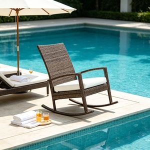 Chaise à bascule moderne en rotin PE, vente chaude d'usine, chaise <span class=keywords><strong>de</strong></span> loisirs d'extérieur résistante aux intempéries, idéale pour balcon et <span class=keywords><strong>jardin</strong></span>, vente en gros à prix abordable - Product Image 4