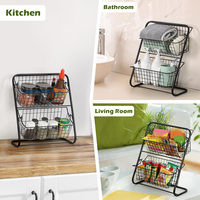 2-laags draadmand fruitmand standaard zwart metalen aanrechtblad keuken groente opbergrek organizer display