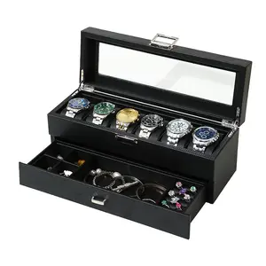 WO-62 di lusso gioielli espositore 6 Slot scatola di orologio con cassetto cameriere per gli uomini e le donne