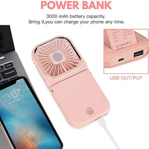 Portable Mini Hand USB <b>Small</b> FoldableFan With Lithium <b>Battery</b> Wearable Hanging Neck Cooler Fan With Mobile Phone Holder - Product Image 5
