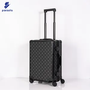 PC ve alüminyum mat siyah bagaj kayıt bavul lüks özelleştirmek desen bavul üzerinde taşımak