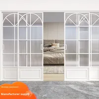 Porte coulissante en verre à 4 panneaux avec cadre en alliage d'aluminium de style rétro français, insonorisée, étanche, avec rail au sol, pour cuisine et balcon