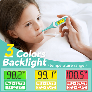 Termometro Digitale Impermeabile per Uso Domestico QT001, Lettura Rapida in 8 Secondi, per Adulti e Bambini, Retroilluminazione a 3 Colori, Precisione 0,2°C, in Plastica, per Uso Orale e Rettale - Product Image 3
