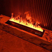 Meuble TV élégant pour salon, avec cheminée intégrée à flamme LED réaliste et humidificateur, et rangement