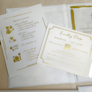 Invitación de boda personalizada con monograma en lámina dorada, acrílico, Trouwkaart, folio de terciopelo blanco indio y <span class=keywords><strong>código</strong></span> QR, juego de invitaciones de boda modernas y lujosas - Product Image 4