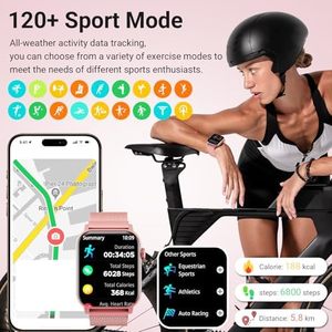 Jam tangan pelacak kebugaran pintar HD wanita, arloji cerdas IP68 tahan air dengan fitur pemantau denyut jantung tidur 120 + mode olahraga IOS TFT plastik - Product Image 3