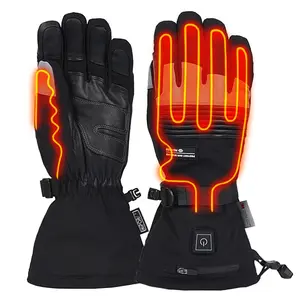 Thermal Winter Sports Leather Ski Gloves Motorcycle Gloves Waterproof Winter Battery Heated Gloves