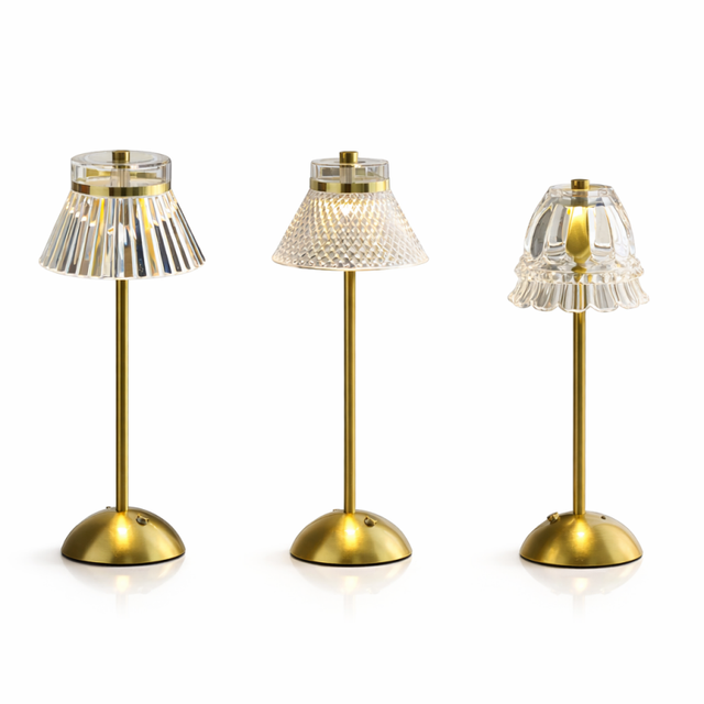 Modern Nordic Crystal LED Touch Control Restaurant Rechargeable Cordless Wireless Metal Desk Light Home Decor Crystal Table Lamp