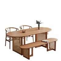 Table à manger moderne MYUZ en bois massif avec plateau en marbre, design créatif en bois de rondin pour la maison, salon, combinaison élégante de chaises 2 places