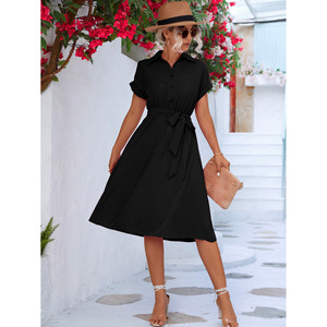 Mini abito forcato con bottone a manica corta - Product Image 3