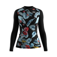 Rashguard Femme Personnalisé avec Logo, Col Montant, Silhouette Athlétique, Motif Intégral UPF 50+ pour Sports Nautiques