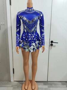 ファッションラインキラキラスパンコール誕生日パーティーガウンショートプロムドレスダンサーステージパフォーマンス衣装女性セクシーミニクラブドレス - Product Image 2