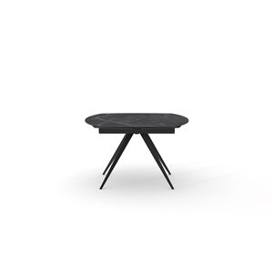 Table extensible en céramique Lavinia, plateau en marbre noir, base en métal, table à manger d'intérieur - Product Image 4