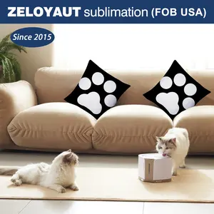 FOB USA ONLY Sublimation Custom Dog Paw Pillow Cases Blanks Throw Pillow Case Blanks DIY Cushion Pillow Cover For Heat Press