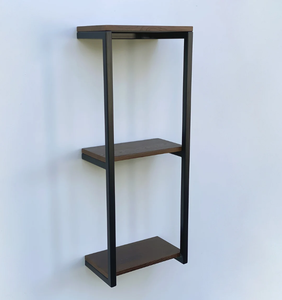 Portasciugamani <span class=keywords><strong>da</strong></span> Bagno a <span class=keywords><strong>Parete</strong></span>, Decorazione Industriale, Portaoggetti per Doccia, Mensola e Barra con Vassoio in Legno - Product Image 5