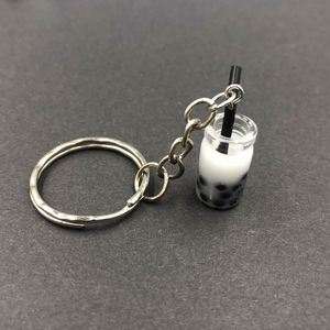 New Women/Men's Fashion Handmade Pearl Milk Tea Coffee Cup <b>Key</b> Chains <b>Key</b> <b>Rings</b> Alloy Charms Gifts - Product Image 5